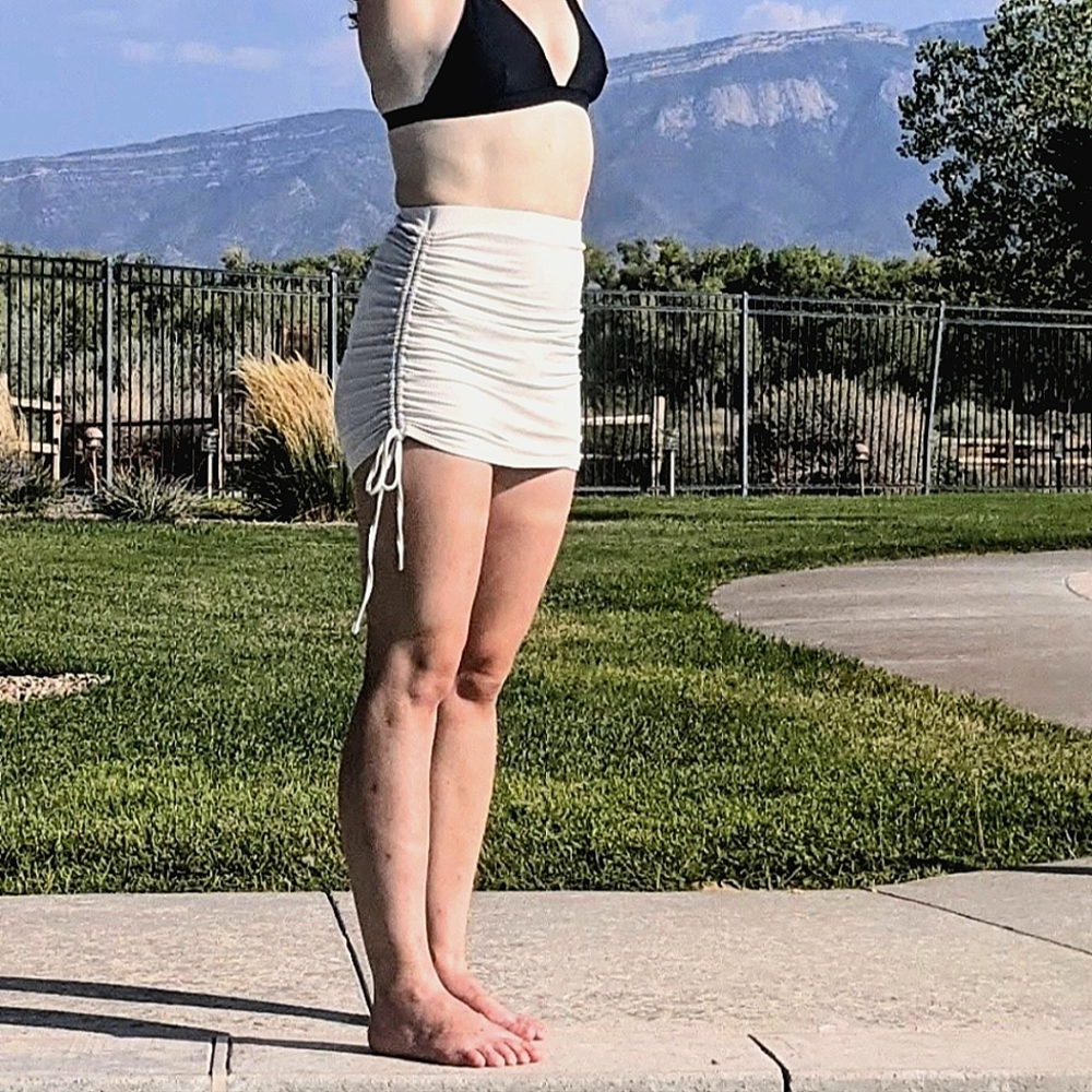 Cinched side swim coverup skirt